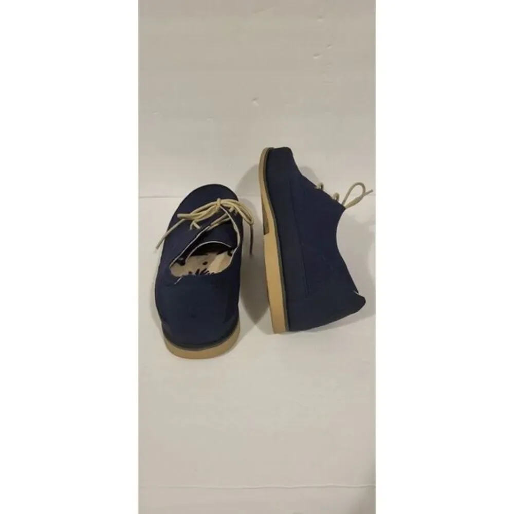 OluKai Lace Up Shoes Men's 11 Blue Canvas Leather‎ Honolulu Lace Mesh Casual